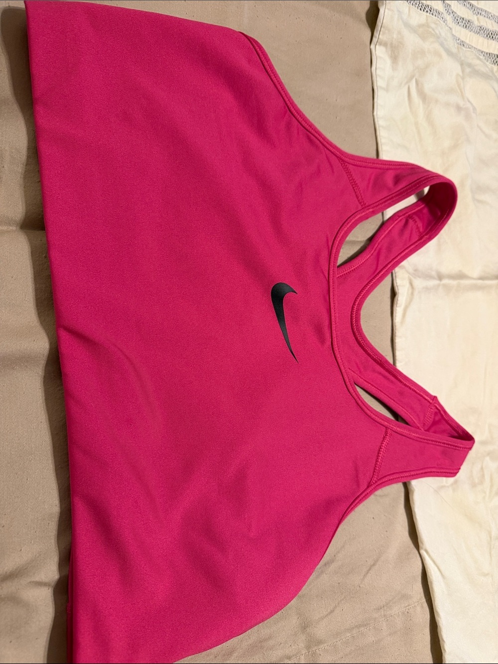 Nike Hot Pink Racerback Sports Bra with Black Swoosh